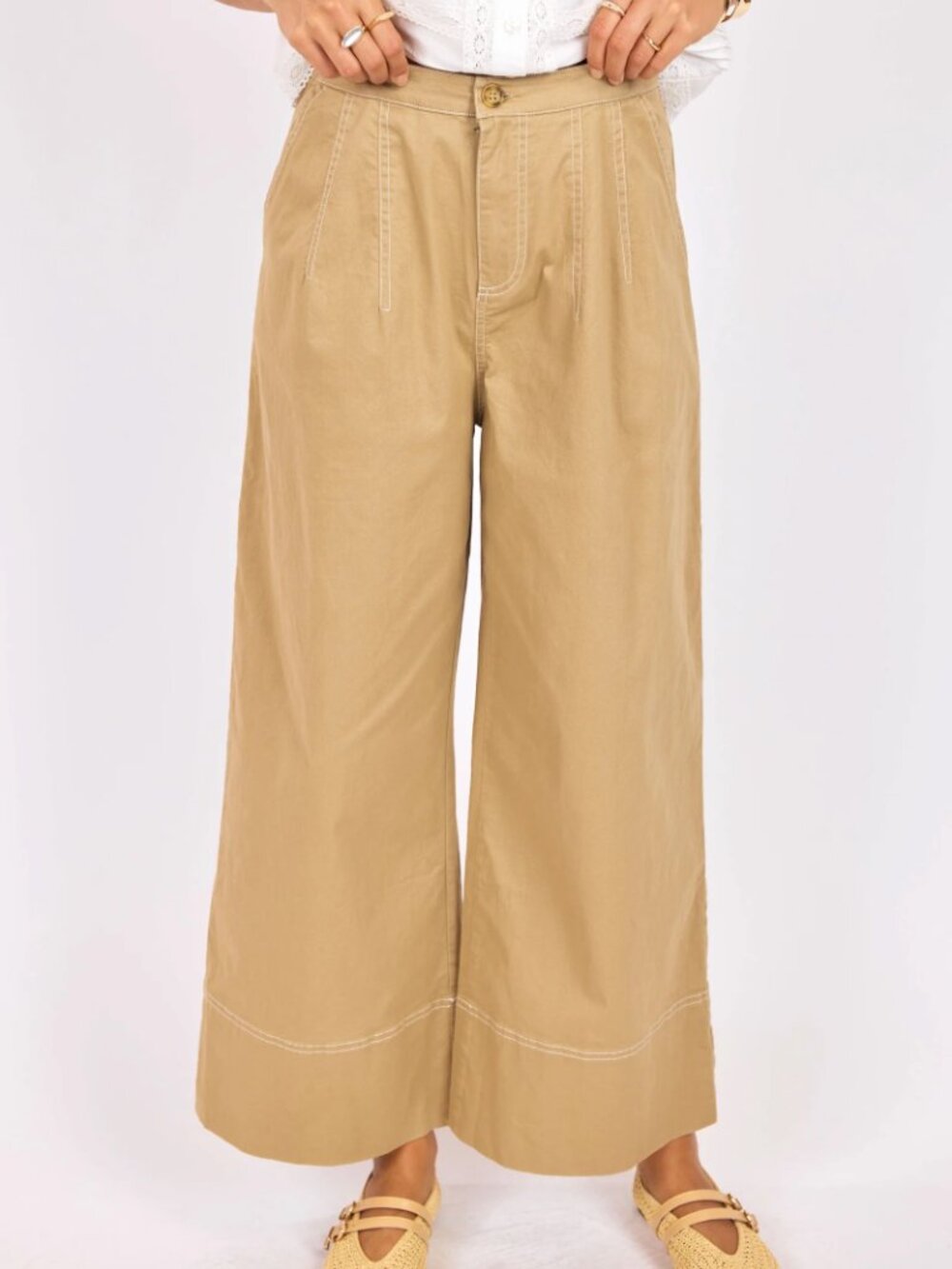 Sage The Label Seedling Contrast Stitch Pants High waist wide leg Small - Picture 4 of 16